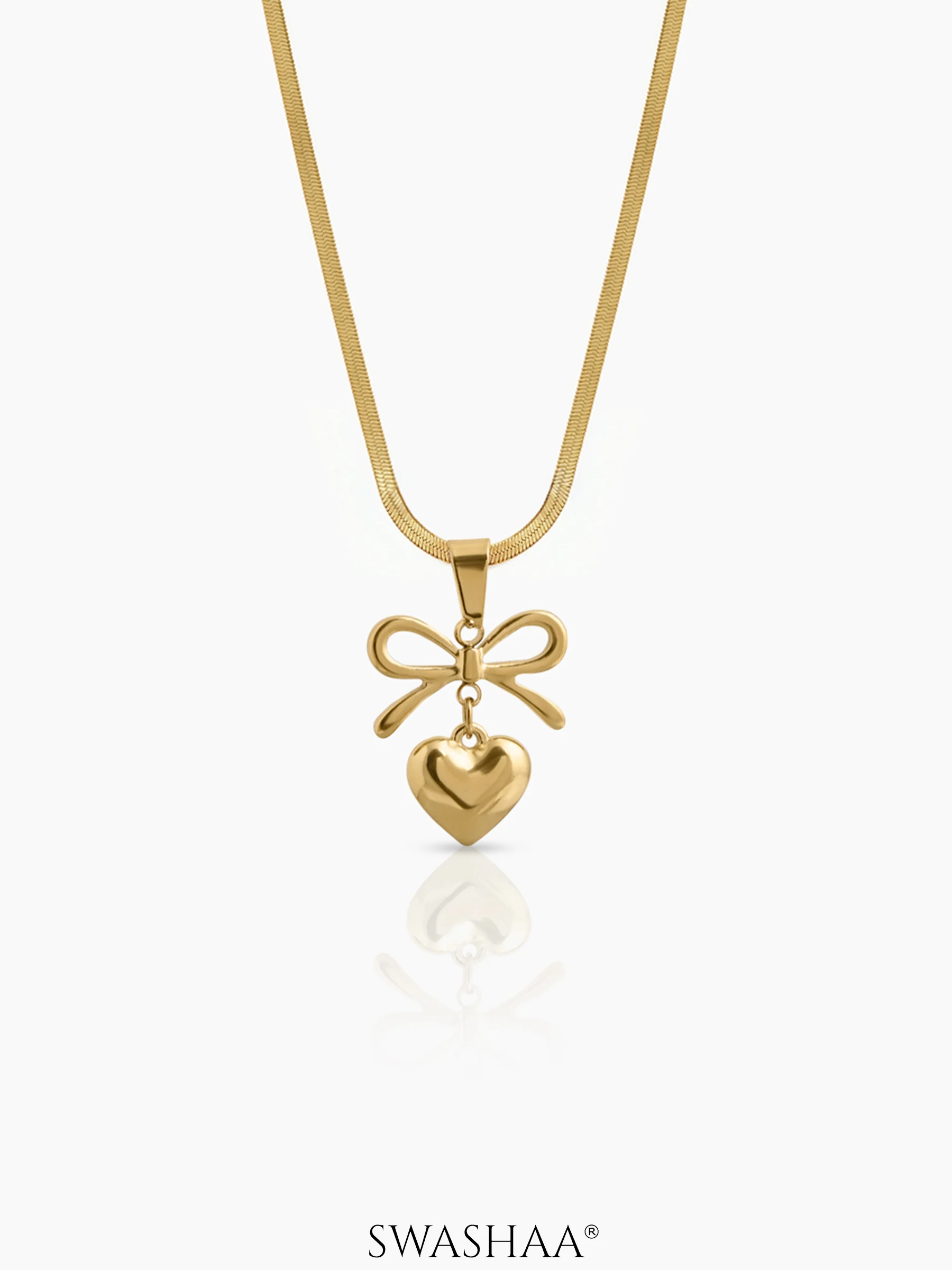 Bow Heart Necklace